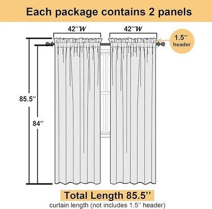 Aqua Sheer Curtains for Bedroom 84 Inches Long 2 Panels, Voile Solid - Image 3