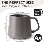 MIAMIO - Coffee Mugs Set of 4 / Large Ceramic Coffee Cups (14 oz) - Mug for Cappuccino, Tea, Espresso - Microwave and Dishwasher Safe - Luxe Collection (Classic Pastel)