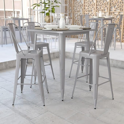 Flash Furniture Nolan Commercial Grade 31.5" Square Silver Metal Indoor-Outdoor - Image 2