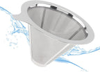 TQEONKL Pour Over Coffee Dripper,Paperless Reusable Coffee Filter,Metal Cone Reusable Single Cup Coffee Maker (2-4 cups)