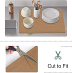 Dish Drying Mat Coffee Mat - Coffee Bar Accessories Absorbent Mat Dish Drying Mats for Kitchen Counter Sink Under Coffee Maker Espresso Machine Pot Cup Holder Easy Clean Kitchen Dish Mat 19"x12", Wood