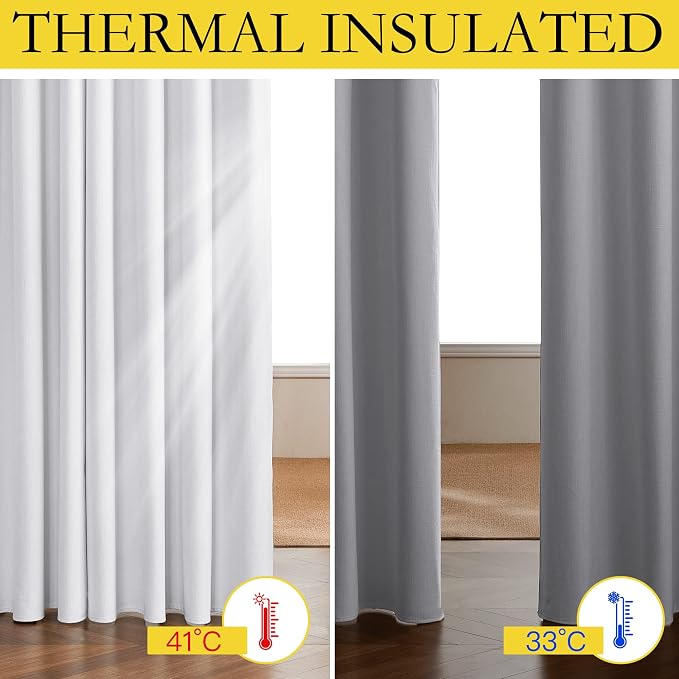 NICETOWN 100% Absolutely Blackout Linen Curtains - Image 3