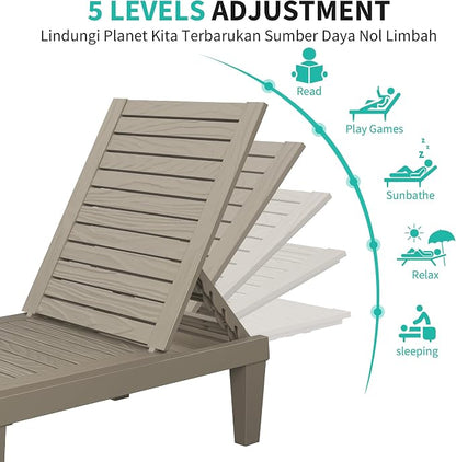 Outdoor Chaise Lounge Chairs Set of 4, 5-Position Adjustable Tanning Lounge - Image 9