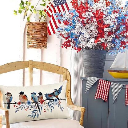 RABUSOFA 4th of July Memorial Day Patriotic Lumbar Throw Pillow Cover, 12x20 - Image 2