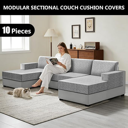UNBBRRL 10 Pieces Stretch Sofa Cushion Covers - Image 6