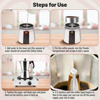 9 Cup Aluminum Moka Pot Classic Stovetop Espresso Coffee Maker 450ml 15oz Coffeemaker Percolator Mocha Pot Greca Coffee Maker Cafe Makers for Italian and Cuban Café Brewing Silver