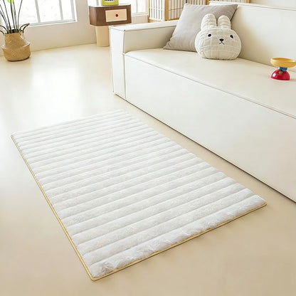 White Rabbit Striped Plush Rug 2'x3', Fluffy Shaggy Area Rug - Image 2