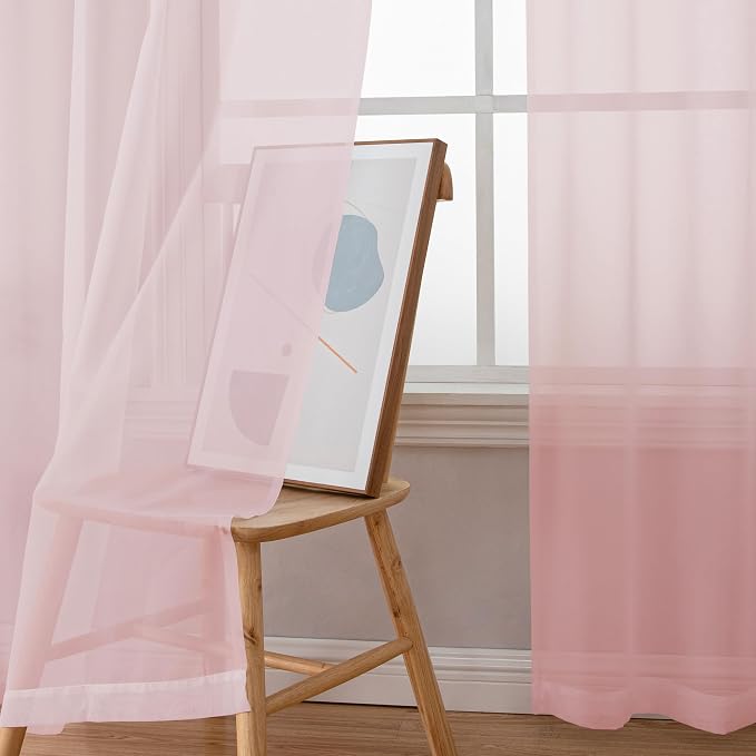 Simplebrand Blush Sheer Curtains 72 Inches Long 2 Panels - Image 4