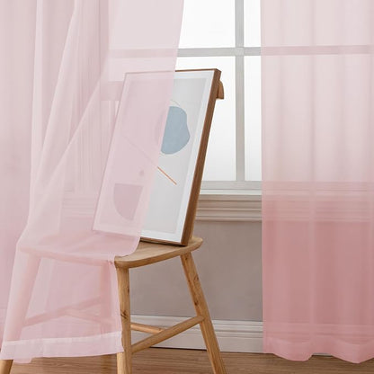 Simplebrand Blush Sheer Curtains 72 Inches Long 2 Panels - Image 4