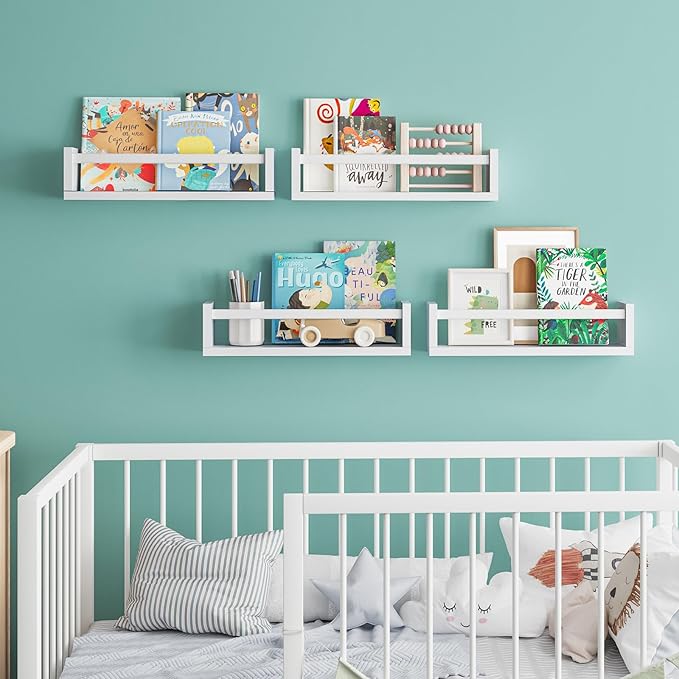 Fixwal Floating Book Shelves for Wall, 16.5 Inch Nursery Book Shelves for - Image 4