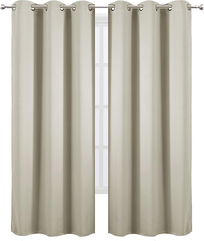 Light Beige Thermal Blackout Curtains/42 x 84 Inch/Set of 2 Panels Room - Image 2