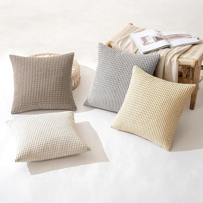 MIULEE Neutral Harmony Decorative Pillow Covers 18x18 Inch Set of 4 Rustic - Image 4