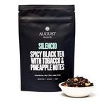 August Uncommon Silencio Loose Leaf Tea – Dried Pineapple, Cacao Shell and Assam Tea – Vegan, Gluten-Free, and Non-GMO South Indian Black Tea – Bold and Tropical Flavor in a Resealable Pouch (1.8oz)