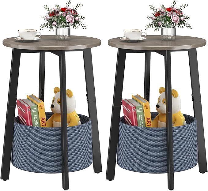 sthmec Small Round Side End Table Set of 2 by Unknown