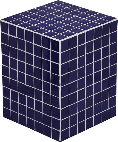 JONATHAN Y Callista Navy Modern Ceramic Tiled Cube Side Table, 18-Inch Glossy by JONATHANY