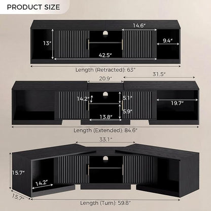 IRONCK TV Stand for 55-80 Inches TVs, Extendable Corner Entertainment Center - Image 2