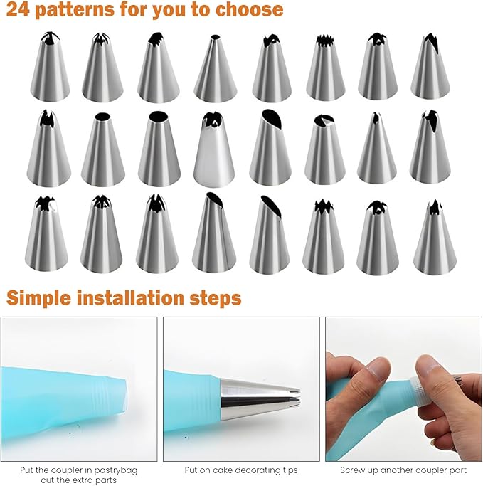 Generic Multicolor 72-Piece Decorating Set; Flower Opening; Silicone & Stainless Steel; Cake Decorating Kit; Piping Tips Set