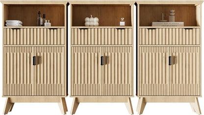 Fatmok Buffet Cabinet with Storage Set of 3, Wood Buffet Sideboard Console Table by Fatmok