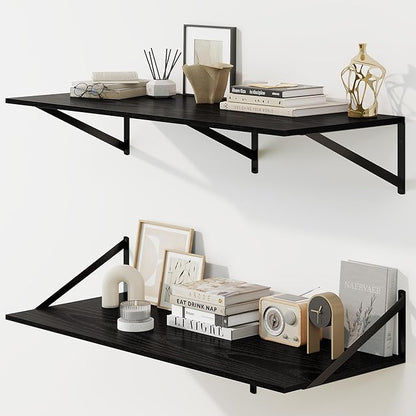 Fun Memories Floating Shelves for Wall, 12 Inch Deep Floating Shelves Set of 2 by FunMemories