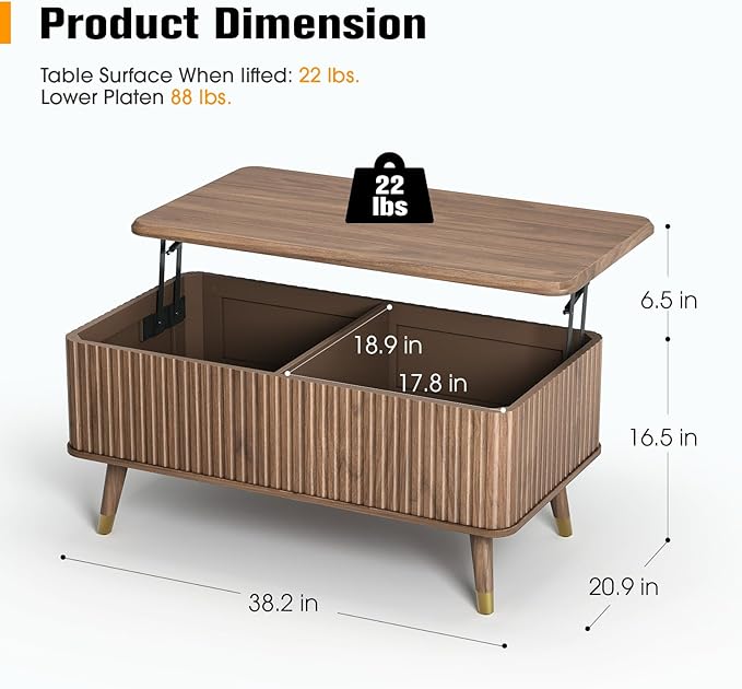 JOINICE Lift Top Coffee Table - Image 2
