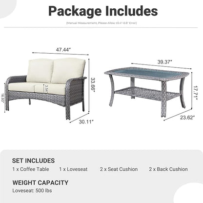ovios 2-Piece Patio Furniture Set, Outdoor Wicker Sofa - Image 9