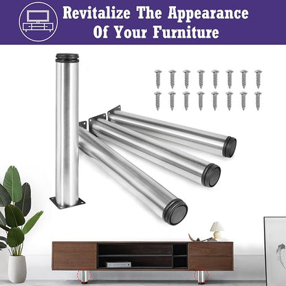 16 Inch Metal Furniture Legs Stainless Steel Adjustable Legs Silver Metal Legs - Image 2