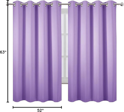 Lavender Blackout Curtains 52 x 63 Inch Length/Set of 2 Curtain Panels/Thermal - Image 8