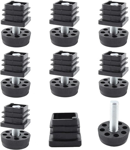 8Pcs Adjustable Leveling Feet 25 x 25mm Square Insert Kit Furniture Glide by Unknown