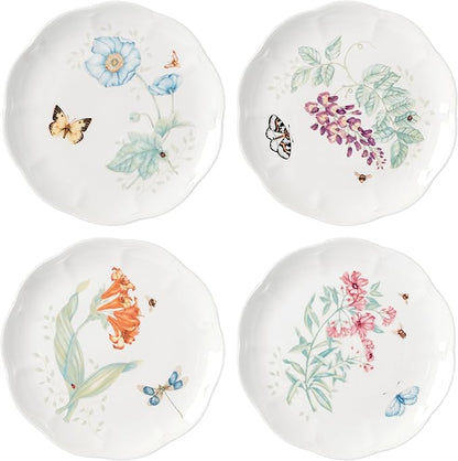 Lenox Butterfly Meadow 4-Piece Accent Plate Set, 3.79, Multi,White