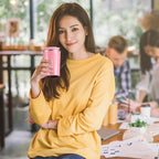 Sieral 4 Pcs 13 oz Travel Coffee Mug Insulated Reusable Coffee Cups with Leakproof Lid Stainless Steel Portable Tumbler for Keep Hot or Ice Milk Tea(Pink)
