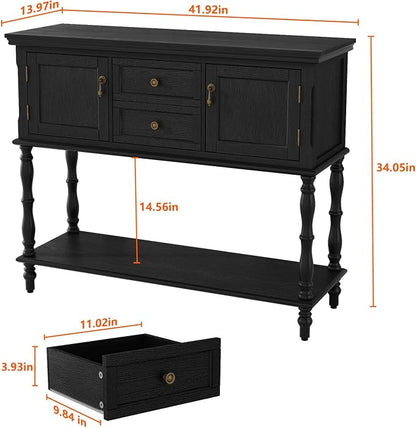 ARTPOWER Console Table with 2 Drawers, Retro Entryway Table with 2 Door - Image 2