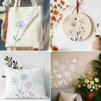 12PCS Large Flower Stencils for Painting 12 x 12 Inch Dandelion Stencil with Brushes Dandelion Floral Stencils for Wood Fence Butterfly Paint Template for Walls Garden Fence Furniture