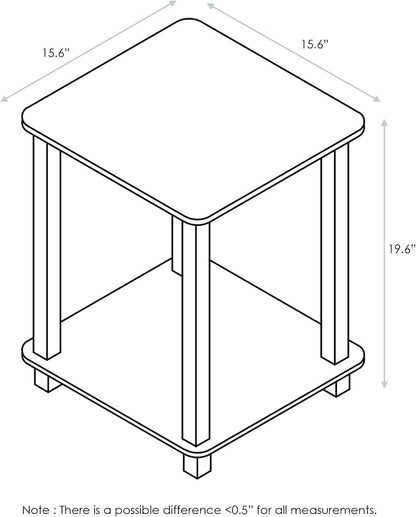 Furinno SIMPLISTIC Side Table Set of 2, 2-Tier Square Modern End Table - Image 3