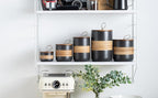 Small Ceramic Jar with Lid, Coffee Container Kitchen Food Storage Jars for Spice Sugar Tea Bag Matcha Container Airtight, Stacairtightkable Decorative Jars for Countertop, Black & 5oz
