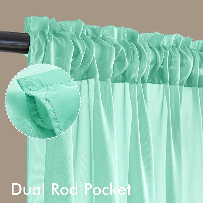 MIULEE Aqua Sheer Curtains 84 Inches Long 4 Panels 42 x 84 Inches | Light - Image 3