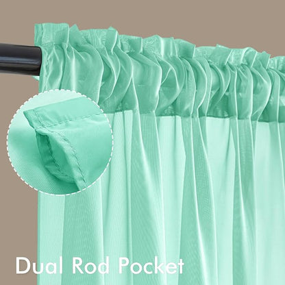 MIULEE Aqua Sheer Curtains 63 Inches Long 4 Panels 42 x 63 Inches | Light - Image 3