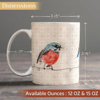 Maison d' Hermine Coffee Mug with Handles Fine Bone China Mugs Pack of Two Tea Cups for Hot Beverages Cappuccino Latte Home Restaurant Office Perfect for Gift (Birdies On Wire, 12 Ounce)