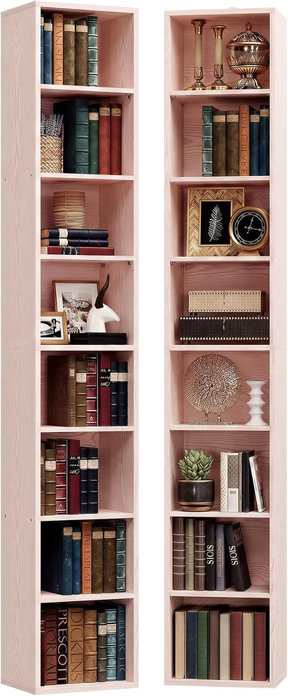 IRONCK Tall Narrow Bookshelf 8 Tiers 71in Set of 2, Compact Corner Bookcase - Image 4