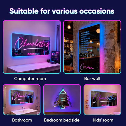 VEELU Personalized Mirror Light Custom Alphabet Name LED Night Light Lamp - Image 5