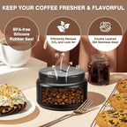 Coffee Canister, Premium Stainless Insulated Vacuum Steel Coffee Bean Storage Container Travel Jar, Kitchen Food Airtight Coffee Grounds Container for Tea, Sugar, Flour (13.5oz-Black)