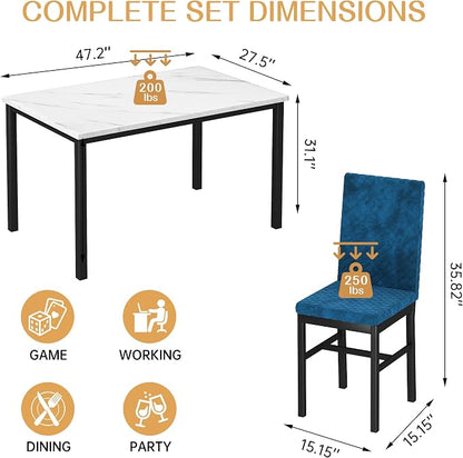Recaceik Dining Table Set for 4, Modern 5 Piece Dining Table Set Faux Marble - Image 3
