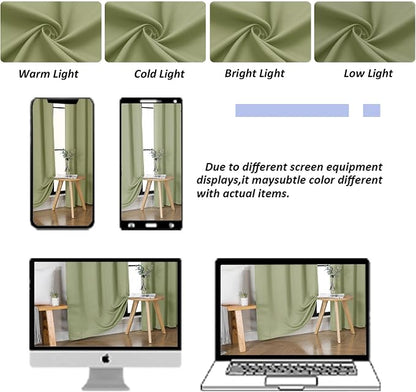 Simplebrand Ava Sage Green Short 24 Inches Blackout Curtain 2 Panels Set - Image 8