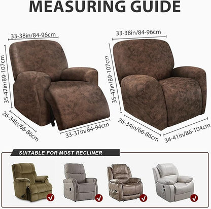 ANARACHON Leather Look Recliner Chair Covers Stay in Place 4-Piece Recliner - Image 3