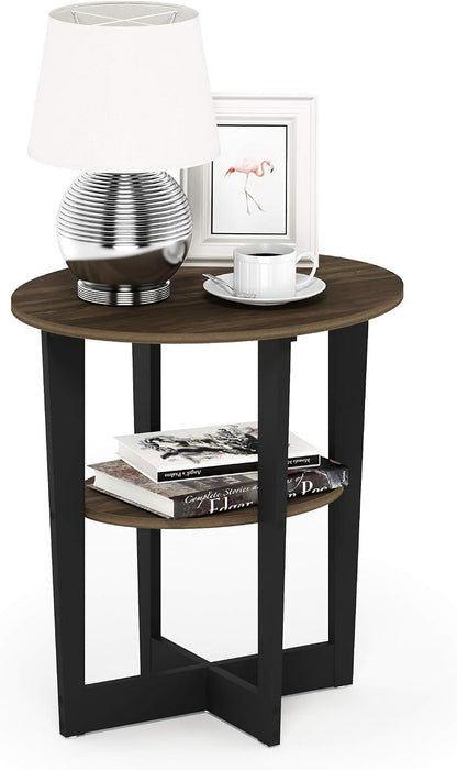 Furinno JAYA Side Table, 2-Tier Round Modern End Table by Furinno-FitsYourSpaceFitsYourBudget