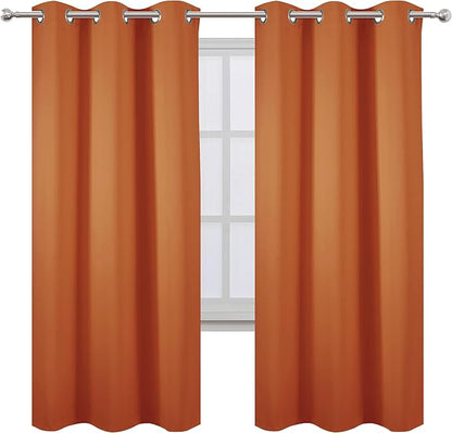 Orange Thermal Blackout Curtains/42 x 72 Inch/Set of 2 Panels Room Darkening - Image 2