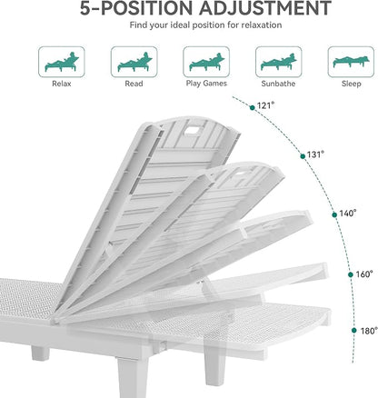 YITAHOME Outdoor Chaise Lounge Chair, Plastic Pool Chaise Lounge - Image 4