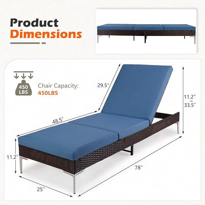 HOMREST Outdoor Chaise Lounge Chair, Patio Wicker Lounge Chair - Image 3