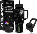 Coldest 40 oz Tumbler with Handle and Straw - 100% Leak Proof Insulated Tumbler with Lid and Straw (3 Lids) - Stainless Steel Tumblers for Women & Men - Cup Holder Friendly Base, 36 oz (Farther Away)