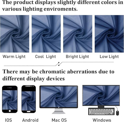 Royal Blue Sheer Curtains 54 Inch Length 2 Panels, Voile Light Filtering - Image 6
