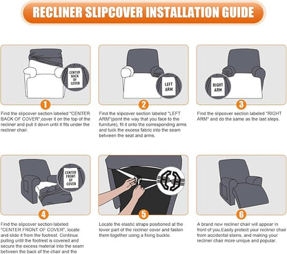 VANSOFY Oversized Recliner Chair Cover, 4-Pieces Stretch Recliner Covers - Image 6